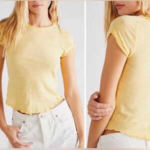 Free People x We The Free Be My Baby Tee in Yellow T-shirt Top Medium New